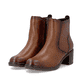 Braune remonte Damen Stiefeletten D2A81-24 mit einem Reißverschluss. Schuhpaar seitlich schräg.