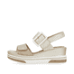 Beige remonte Keilsandaletten D1P50-90 mit einem Klettverschluss. Schuh Außenseite.