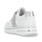 Weiße remonte Damen Sneaker Low D1G00-80 mit einem Reißverschluss. Schuh von hinten.