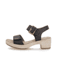 Schwarze remonte Riemchensandaletten D0N52-01 mit einem Klettverschluss. Schuh Außenseite.