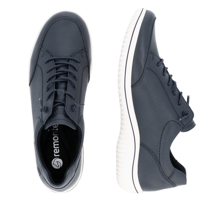 Blaue remonte Damen Schnürschuhe D1E07-14 mit der Komfortweite G. Schuh von oben, liegend.