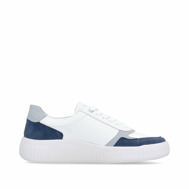 Chaussures à lacets remonte blanches femme D3E05-80 avec fermeture éclair. Côté intérieur de la chaussure.