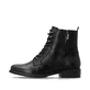 Schwarze remonte Damen Stiefeletten D0F82-00 mit einem Reißverschluss. Schuh Außenseite.