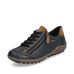 Dunkelblau-braune remonte Damen Schnürschuhe R1402-16. Schuh seitlich schräg.
