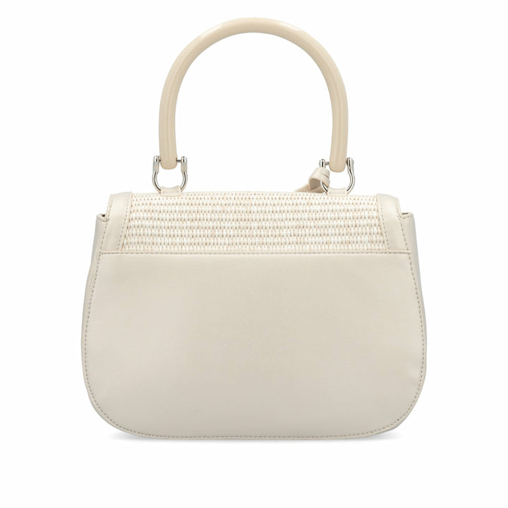 remonte Damen Handtasche Q0627-00 in Glanzschwarz aus Kunstleder mit Überschlag und Reißverschluss. Handtasche getragen.