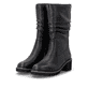Schwarze remonte Hochschaftstiefel D0A75-01 mit wasserabweisender TEX-Membran. Schuhpaar seitlich schräg.