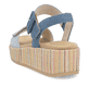 Blaue remonte Riemchensandaletten D1N54-12 mit einem Klettverschluss. Schuh von hinten.