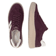 Baskets basses remonte rouges femmes D3E00-30 avec la semelle lightsole+. Chaussure vue de dessus, couchée.