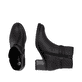 Schwarze remonte Damen Stiefeletten D2A73-00 mit einem Reißverschluss. Schuh von oben, liegend.