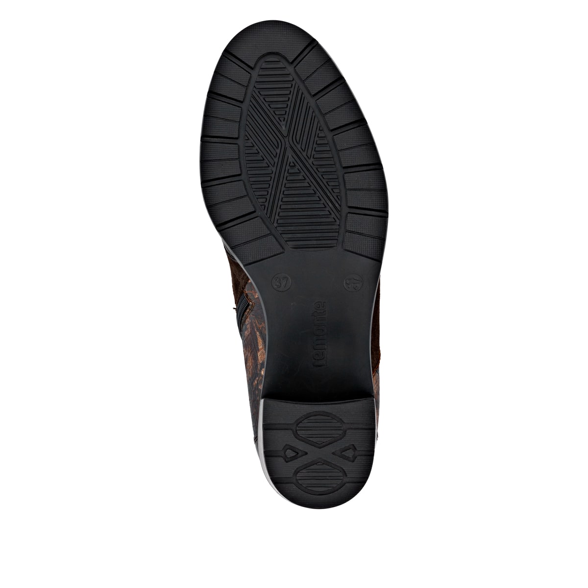 Braune remonte Damen Stiefeletten D2A77-25 mit wasserabweisender TEX-Membran. Schuh Laufsohle.