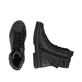 Schwarze remonte Damen Schnürstiefel D2U70-03 mit wasserabweisender TEX-Membran. Schuh von oben, liegend.