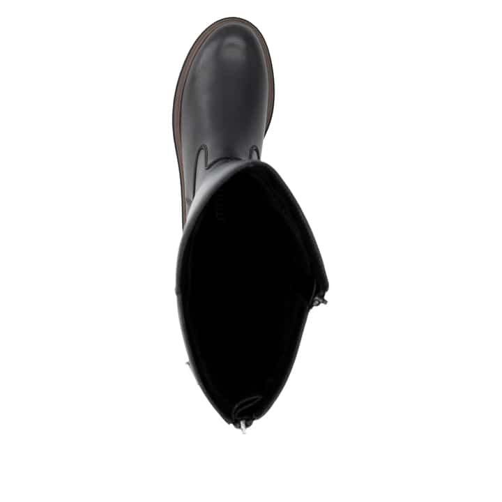 Schwarze remonte Hochschaftstiefel D4B71-00 mit wasserabweisender TEX-Membran. Schuh von oben.