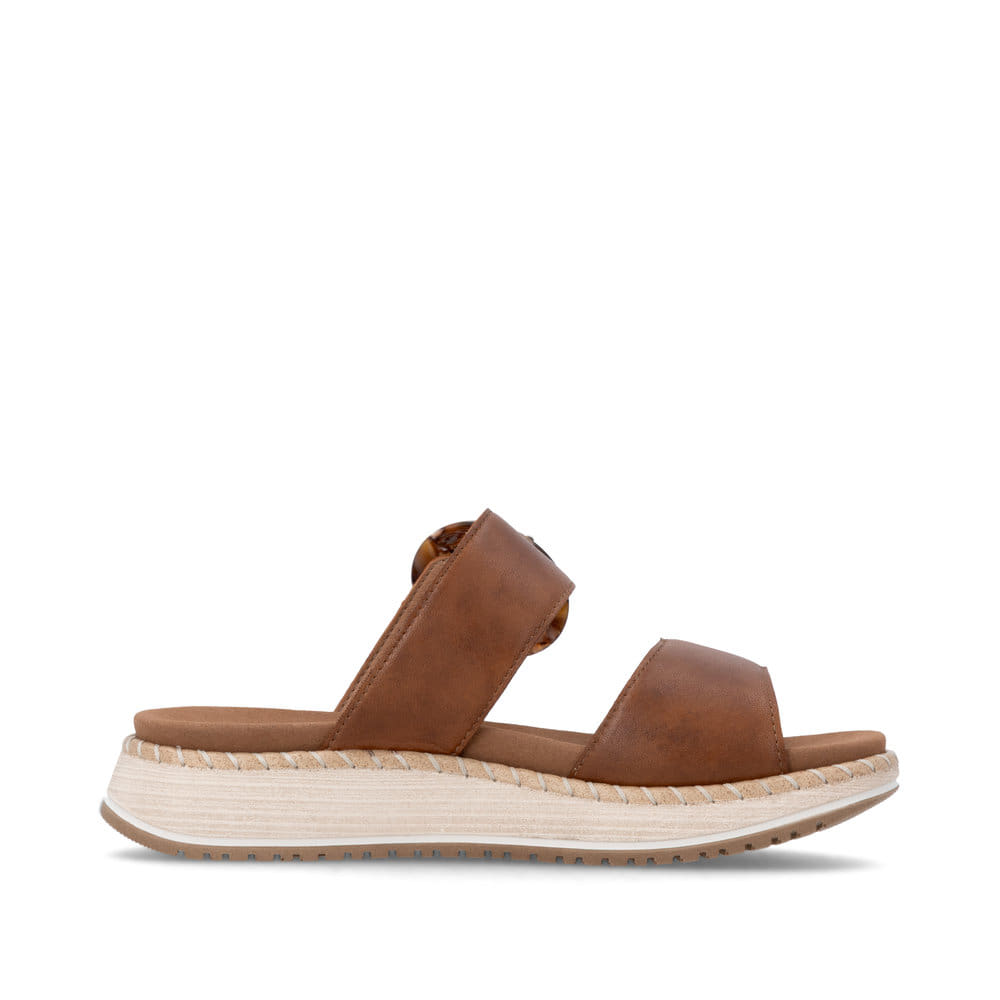 Braune remonte Damen Pantoletten D3J51-24 mit trendiger Schnalle. Schuh Innenseite.