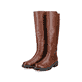 
Karamellbraune remonte Damen Hochschaftstiefel D0B72-22 mit einer Profilsohle. Schuhpaar schräg.