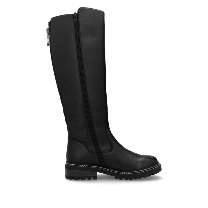 Schwarze remonte Hochschaftstiefel D0B72-01 mit wasserabweisender TEX-Membran. Schuh Innenseite.