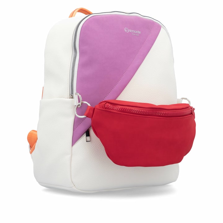 remonte Damen Rucksack Q0527-00 in Mattschwarz aus Textil mit Reißverschluss. Rucksack getragen.