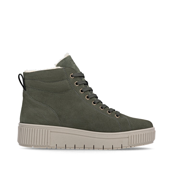 Grüne remonte Damen Kurzstiefel D3B71-54 mit wasserabweisender TEX-Membran. Schuh Innenseite.