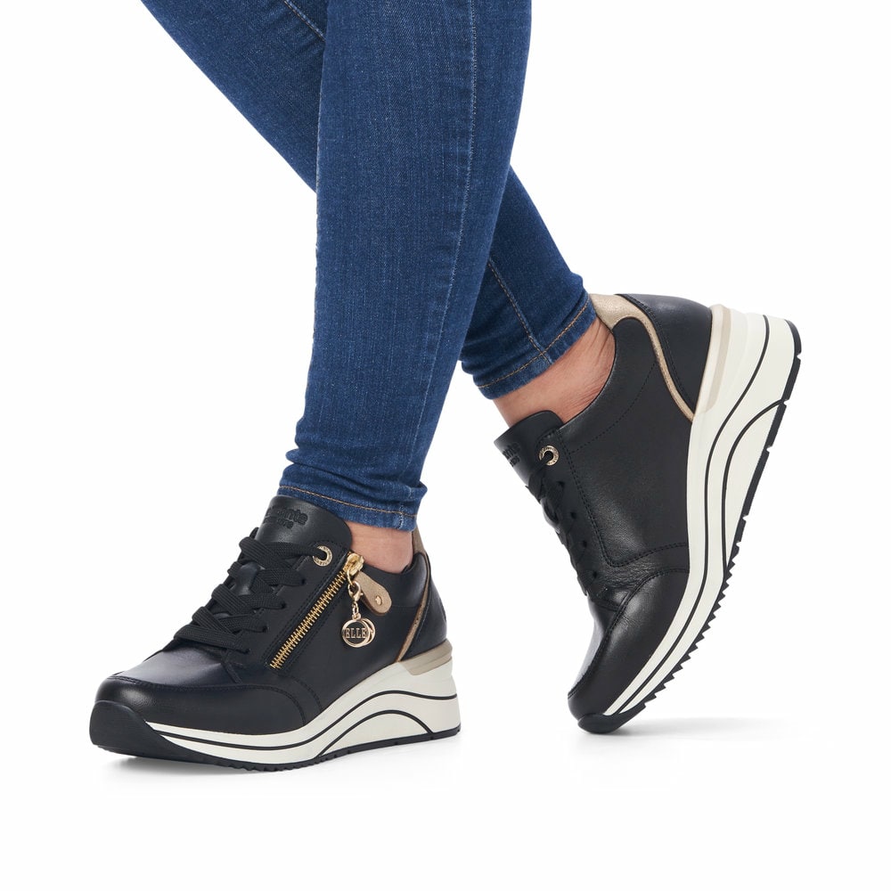 Remonte Damen Sneaker D3100 – Sandfarben, Glattleder, Durchbrochenes Design, Weiches Fußbett