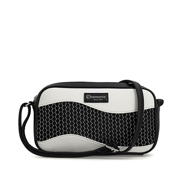 Sac à main remonte Q0668-01 noir avec détails dorés et fermeture éclair. Devant.