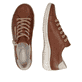 Braun-goldene remonte Damen Schnürschuhe D1E03-24 mit einem Reißverschluss. Schuh von oben, liegend.