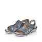 Blaue remonte Riemchensandalen D7647-16 mit Klettverschluss sowie Komfortweite G. Schuhpaar seitlich schräg.