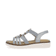 Babyblaue vegane remonte Damen Riemchensandalen D2073-12 mit Elastikeinsatz. Schuh Außenseite.