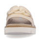 Beige remonte Damen Pantoletten D7952-60 mit Kettenelement. Schuh von vorne.