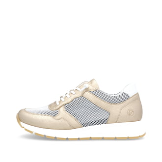 Metallische remonte Damen Sneaker Low D2G03-90 mit einer Schnürung. Schuh Außenseite.
