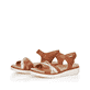 
Karamellbraune remonte Damen Riemchensandalen D2058-24 mit einer Profilsohle. Schuhpaar schräg.