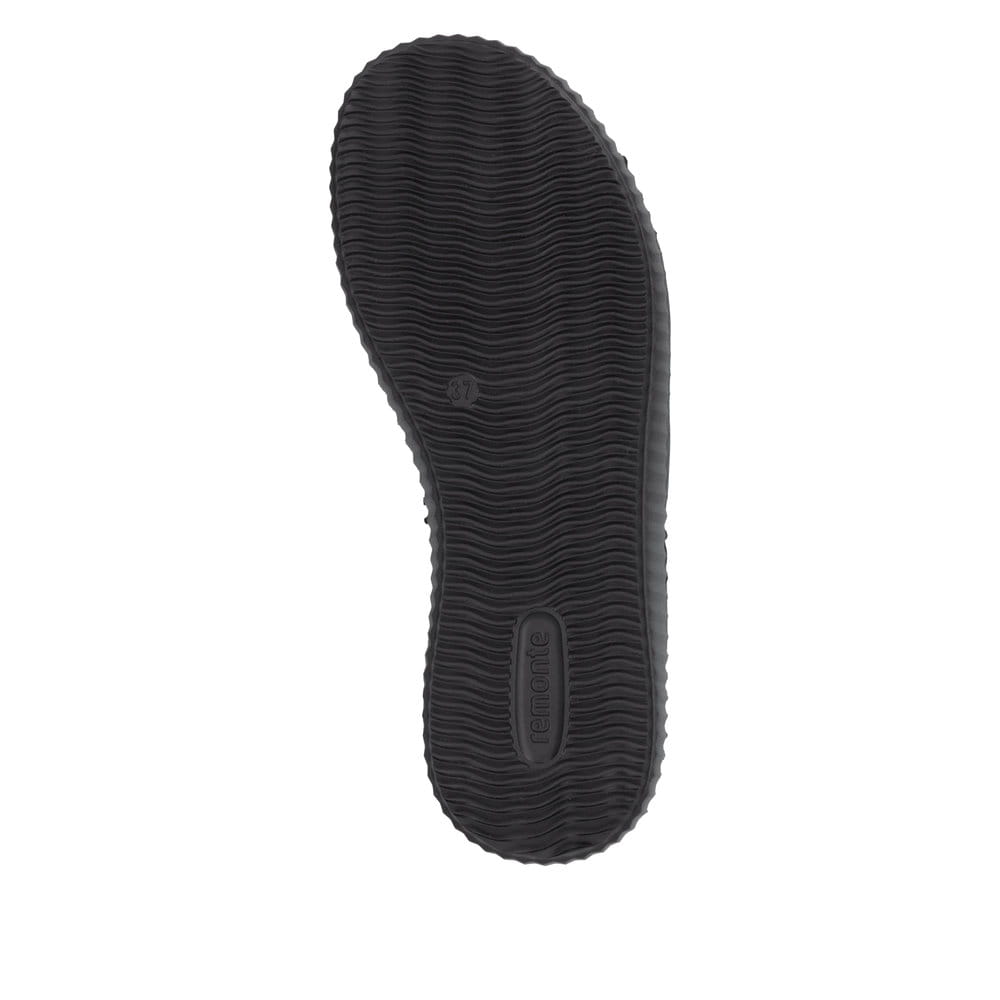 Schwarze remonte Riemchensandalen D3L52-00 mit einem Gummizug sowie Extraweite H. Schuh Laufsohle.