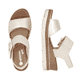 Beige remonte Keilsandaletten D2L53-60 mit einem Klettverschluss. Schuh von oben, liegend.