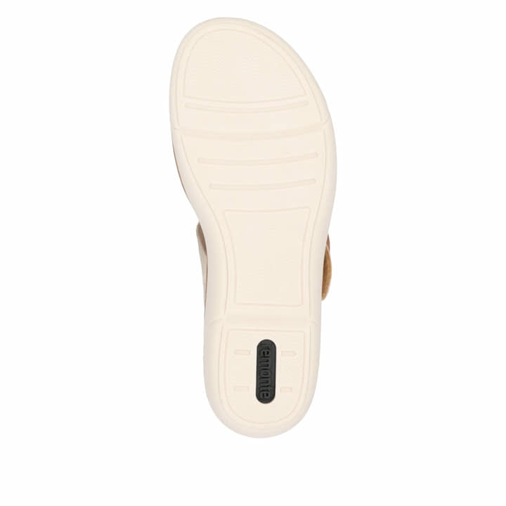 Beige remonte Riemchensandalen R6853-61 mit einem Klettverschluss. Schuh Laufsohle.