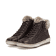 Dunkelbraune remonte Damen Schnürstiefel D0780-25. Schuhpaar seitlich schräg.