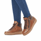 
Nougatbraune remonte Damen Schnürstiefel R7997-24 mit Schnürung und Reißverschluss. Schuh seitlich schräg
