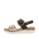Stahlschwarze remonte Damen Riemchensandalen R6853-02 mit einem Klettverschluss. Schuh Außenseite.