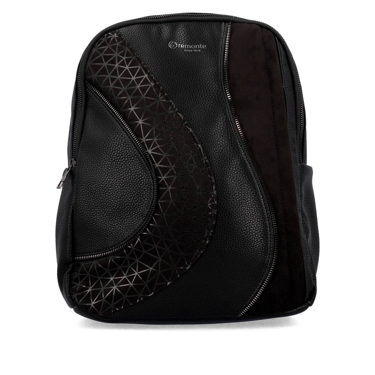 Sac à dos remonte Q0535-02 en noir avec un compartiment principal spacieux, une poche arrière anti-vol et une fermeture éclair. Face avant.