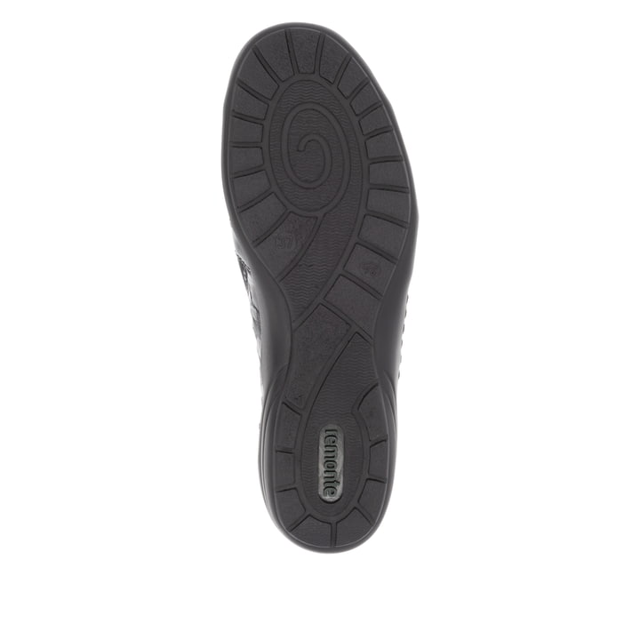 Schwarze remonte Damen Kurzstiefel R7674-04 mit einem Reißverschluss. Schuh Laufsohle.