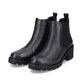 
Tiefschwarze remonte Damen Chelsea Boots D0A70-01 mit Reißverschluss sowie Blockabsatz. Schuhpaar schräg.