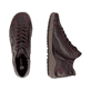 Bordeaux-dunkelbraune remonte Damen Schnürstiefel R1454-27. Schuh von oben, liegend.