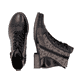 Bronze-dunkelbraune remonte Damen Schnürstiefel D4381-90 mit auffälligem Muster. Schuh von oben, liegend.