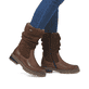 Braune remonte Hochschaftstiefel D0B80-24 mit wasserabweisender TEX-Membran. Schuh am Fuß.