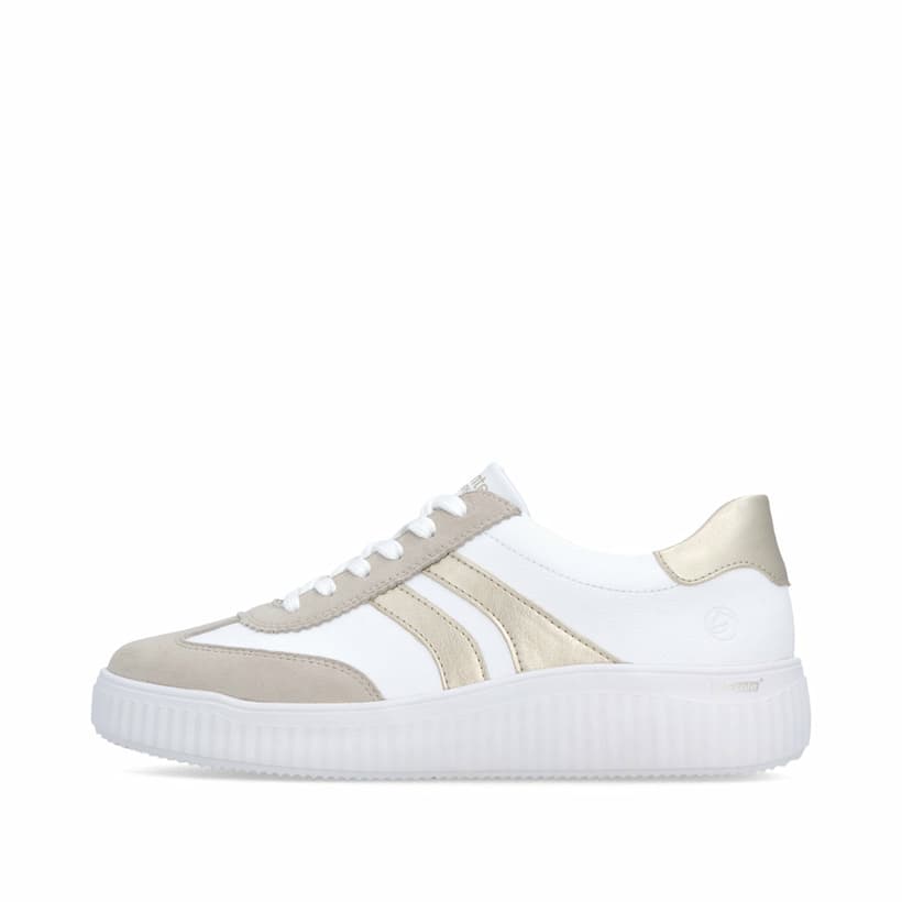 Weißbeige remonte Damen Schnürschuhe D3E00-80 mit der Extraweite H. Schuh Außenseite.