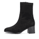 
Mitternachtsschwarze remonte Damen Stiefeletten D0V70-01 mit einer Profilsohle. Schuh Außenseite