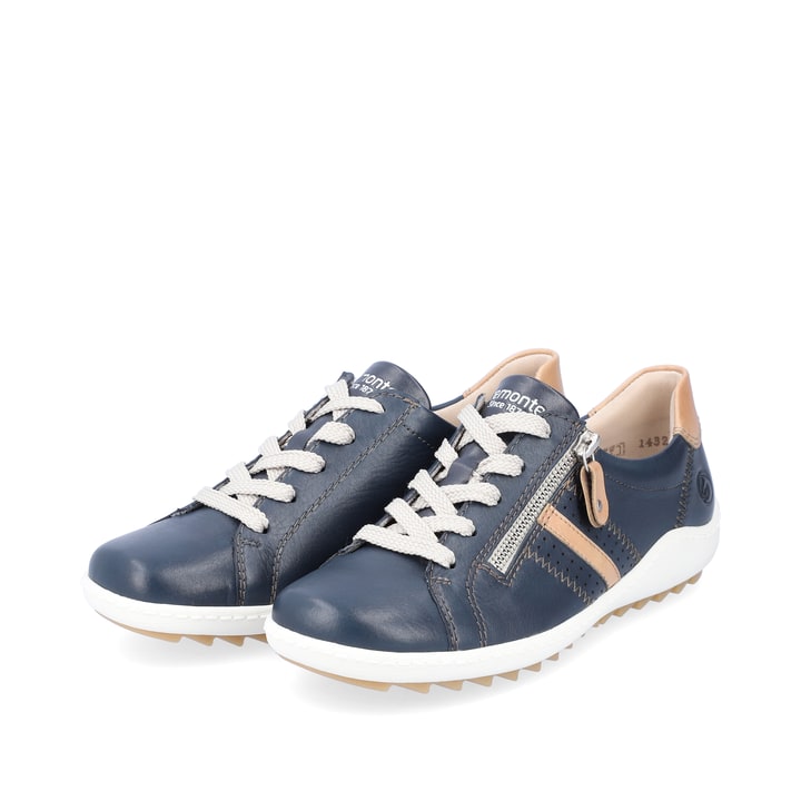 Eisblaue remonte Damen Slipper R1428-10 mit einer dämpfenden und flexiblen Profilsohle. Schuh Innenseite