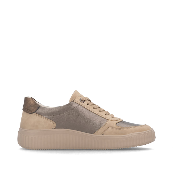 Beige-bronzene remonte Damen Sneaker D3E05-90 mit der ultraleichten lightsole+. Schuh Innenseite.