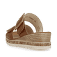 Braune remonte Damen Pantoletten D3068-24 mit einem Klettverschluss. Schuh von hinten.