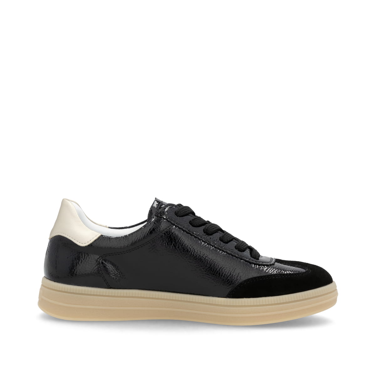 Schwarze remonte Damen Sneaker Low D2C01-03 mit Schnürung sowie Komfortweite G. Schuh Innenseite.
