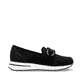 Schwarze remonte Damen Loafer D1G11-02 mit einem Gummizug. Schuh Innenseite.
