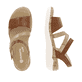 Braune remonte Riemchensandalen R6860-24 mit einem Klettverschluss. Schuh von oben, liegend.