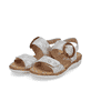 
Cremeweiße remonte Damen Riemchensandalen R6853-92 mit einer leichten Profilsohle. Schuhpaar schräg.